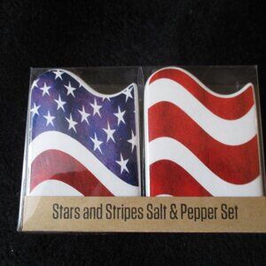 Stoneware Stars and Stripes Salt & Pepper Set